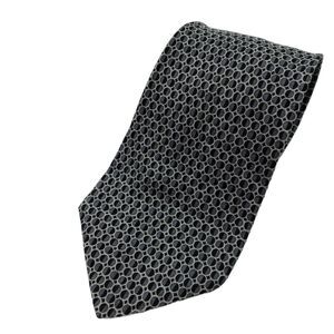 PERRY ELLIS Portfolio Black & Grey Circles Tie USA Silk Necktie 4 X 58